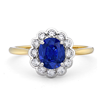 Sapphire And Diamond Oval Cluster Ring