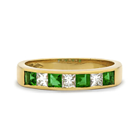 Emerald And Diamond Channel Set Ring