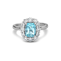 Aquamarine and Diamond cluster ring