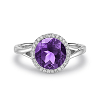 Amethyst And Diamond Cluster Ring