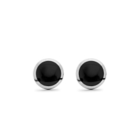 Onyx And Silver Stud Earrings, 8Mm