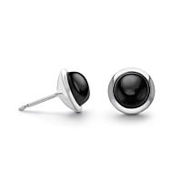 Silver And Cabochon Onyx Earrings