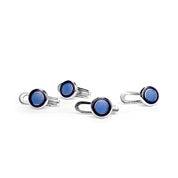 Set Of Four Silver And Blue Enamel 8.5Mm Round Dress Studs  