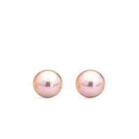 Pink Pearl Stud Earrings, 6-6.5Mm Round
