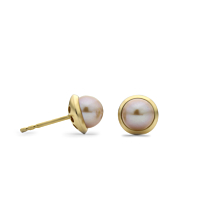 18Ct Gold And Pink Pearl Stud Earrings