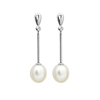 White Pearl White Gold Drop Earrings