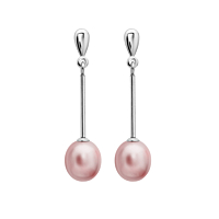 Pink Pearl White Gold Drop Earrings