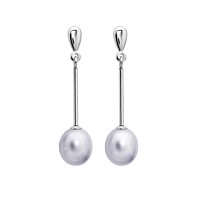 Grey Pearl White Gold Drop Earrings