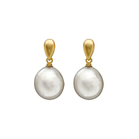 Freeform Pearl Earrings, 18Ct Gold