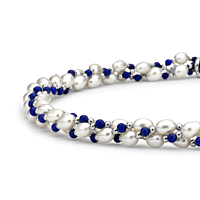 Lapis And Pearl Twist Necklace