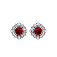 Ruby And Diamond Cluster Earrings