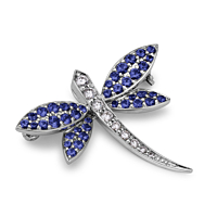 Sapphire And Diamond Dragonfly Brooch