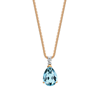 Pear Shape Aquamarine & Diamond Pendant
