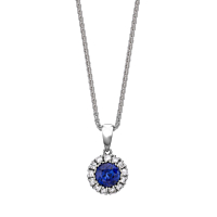 Sapphire And Diamond Circular Cluster Pendant