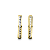 18Ct Gold Channel Set Diamond Hoop Earrings