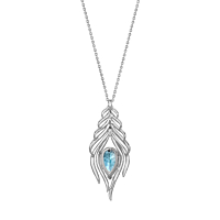 Aquamarine & Diamond Feather Necklace