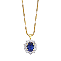 Sapphire And Diamond Claw Set Cluster Pendant