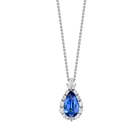 Platinum Unheated Sapphire And Diamond Cluster Pendant