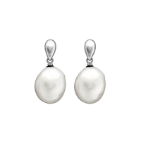 Freeform Pearl Earrings, 18Ct White Gold 