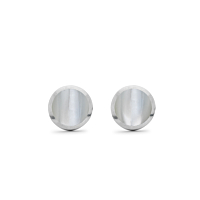 White Mother Of Pearl & Silver Studs, 8Mm