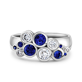 sapphire and diamond bubble ring